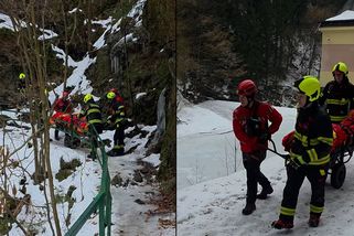 Žena spadla na Riegerově stezce, po ledové cestě ji na vozíku k sanitce transportovali hasiči - Novinky